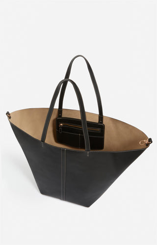 VANESSA BRUNO - Large Daily Leather Tote - Black