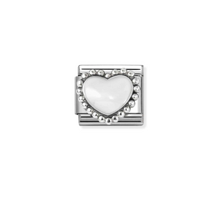 Nomination - Link SYMBOLS enamel and 925 sterling silver WHITE RAISED HEART