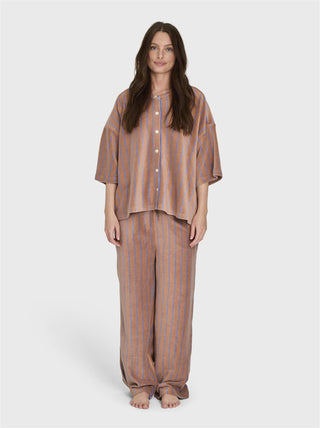 BONGUSTA - Naram Oversized Shirt - Camel & Ultramarine