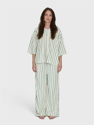 BONGUSTA - Naram Oversized Shirt - Pure White & Grass