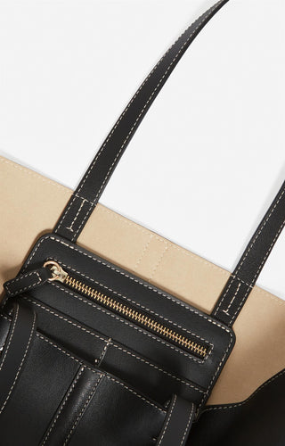 VANESSA BRUNO - Small Daily Leather Tote - Black