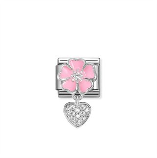 Nomination - Link CLASSIC CHARMS 925 sterling silver cz PINK FLOWER HEART