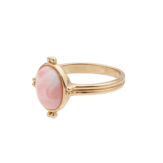All The Luck in the World - Cherie Goldplated Ring Oval Marble - Light Pink