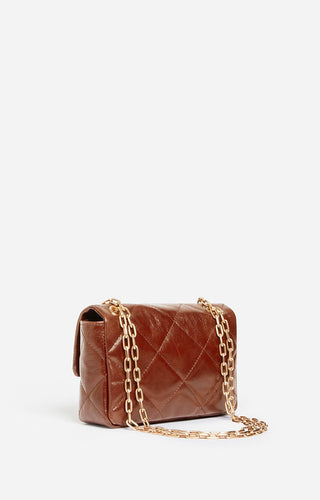 VANESSA BRUNO - Medium Moon Leather Bag - Havana