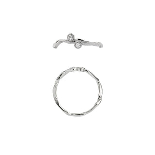 STINE A - Flow Ring with Two Stones - Silver