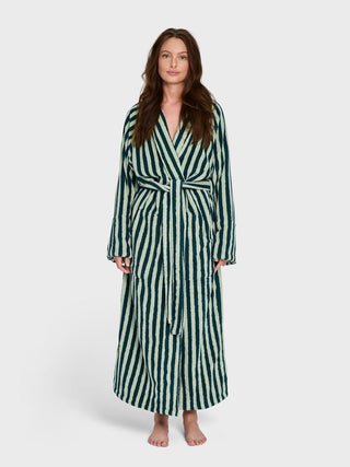 BONGUSTA - Naram Bathrobe - Sea Foam & Deep Teal