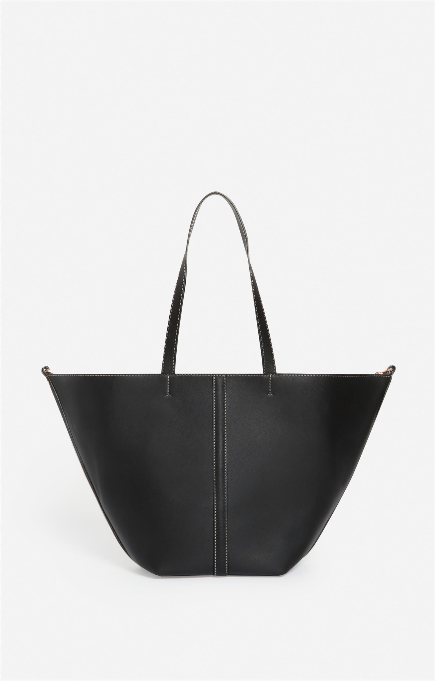 VANESSA BRUNO Small Daily Leather Tote Black - Main Image