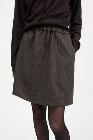SKALL - Marcella Skirt - Brown/Black Pinstripe