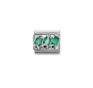 Nomination - Link CLASSIC steel cz 925 sterling silver GREEN TRILOGY drops