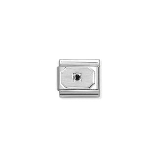 Nomination - Link 925 Sterling Silver and Zirconia BLUNTED RECTANGLE BLACK
