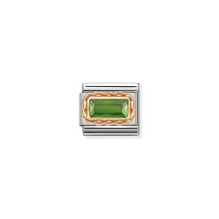 Nomination - Link FACETED BAGUETTE WITH RICH SETTING 9k rose gold GREEN