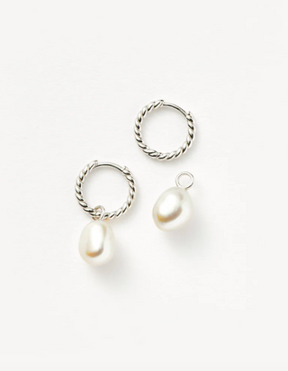 MISSOMA - Pearl Twisted Small Drop Hoop Earrings - Silver