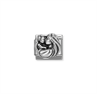 Nomination - Link SYMBOLS oxidized steel 925 sterling silver MOTHER AND CHILD