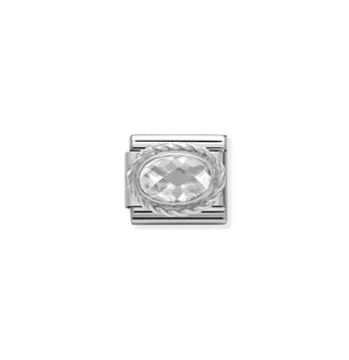 Nomination - Link FACETED  925 sterling silver setting detail White