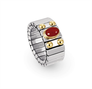 Nomination - Extension stretch RING steel 18k gold RED CORAL