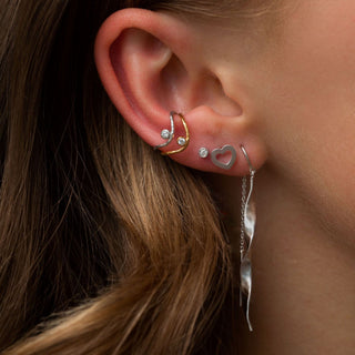 STINE A - Petit Open Love Heart Earring - Silver Single