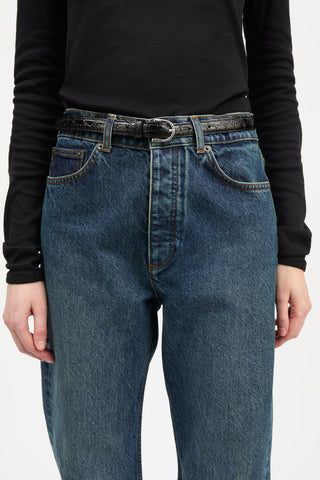 SKALL - Classic Belt - Croco Black