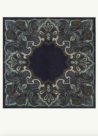 BOMPARD - Stan Paisley Scarf 90x90 - Marine/Olive