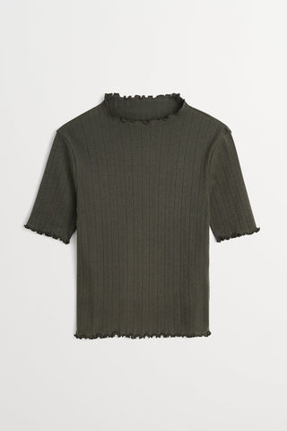 SKALL - Edie T-Neck Tee - Dark Green