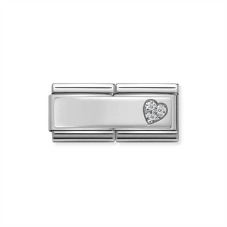 Nomination - Link DOUBLE steel cub zirconia 925 sterling silver HEART