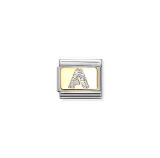 Nomination - Link GLITTER LETTER 18k gold A