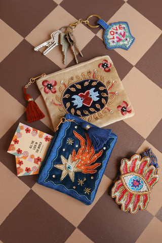 All The Luck in the World - Medium Beaded Wallet - Lovebirds