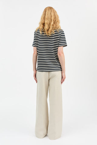 SKALL - Marron Regular Tee - Navy/Off White Stripe