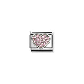 Nomination - Link SYMBOLS steel 925 sterling silver RICH PINK ZIRCONIA HEART
