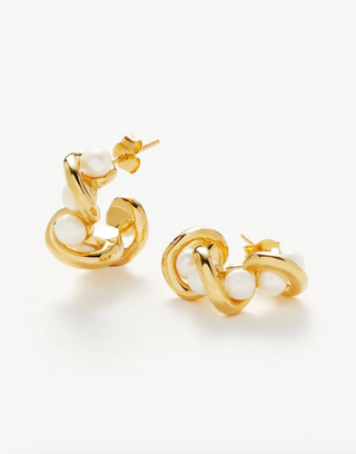 MISSOMA - Molten Pearl Twisted Mini Double Hoop Earrings
