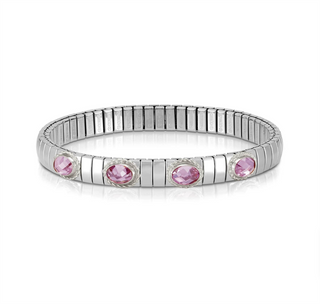 Nomination - Extension stretch BRACELET steel 925 sterling silver FOUR PINK ZIRCONIA BRAIDED