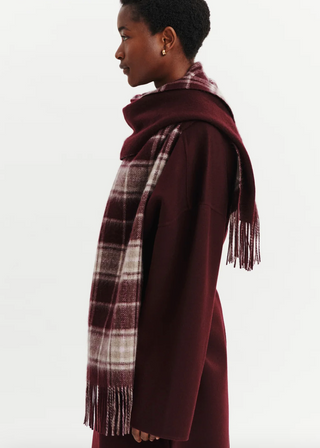 BOMPARD - Fringed Tartan Scarf - Grenat/Millet