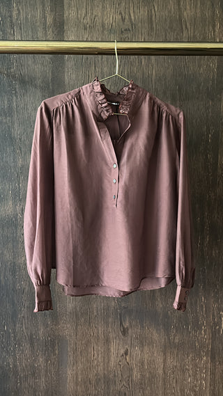 POMANDÈRE - Silk and Cotton Voile Ruffled Shirt - Mauve