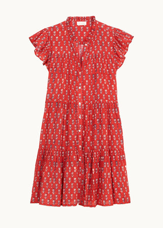 M.A.B.E - Ari Print Frill Dress - Red