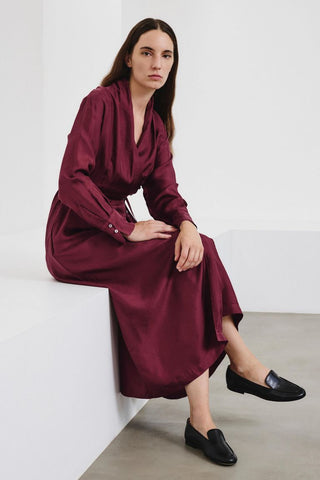 POMANDÈRE - Silk Habotai Dress - Burgundy