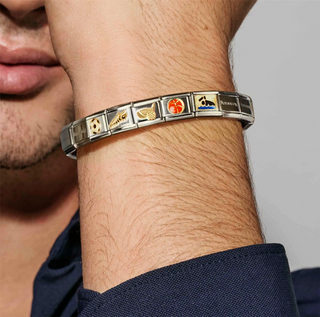 Nomination - Link SYMBOLS steel cz and 925 sterling silver WHITE AND GREEN CLOVER