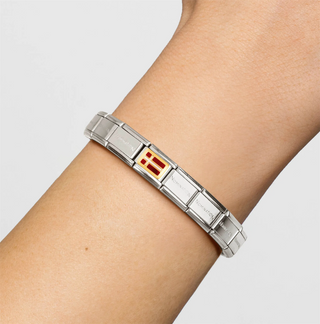 Nomination - Link composable FLAG steel and 18k gold DENMARK