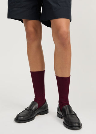 AIAYU - Cotton Rib Socks - Bordeaux