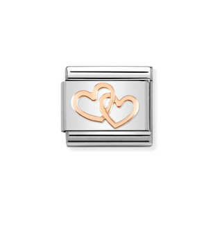 Nomination - Link SYMBOLS  9k rose gold Linked hearts
