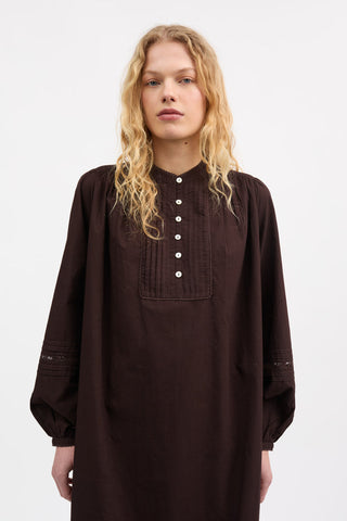 SKALL - Leaf Shirtdress - Dark Brown