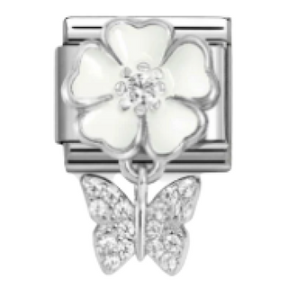 Composable nomination italy link with white flower and butterfly 