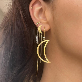 STINE A - Bella Moon Earring With Long Chains