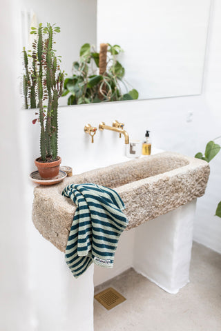 BONGUSTA - Naram Bath Towels -  Sea Foam & Deep Teal