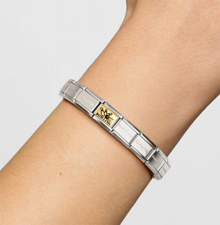 Nomination - Link PLATES steel 18k gold BOWLING