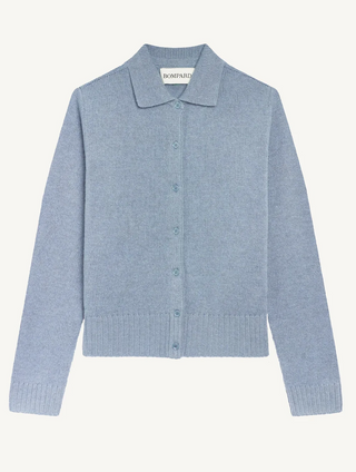 BOMPARD - Preppy Polo Cardigan - Bleu Glacier