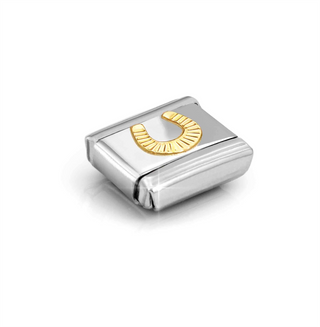 Nomination - Link composable SYMBOLS steel and 18k old DIAMOND COATED HORSESHOE