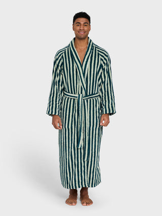 BONGUSTA - Naram Bathrobe - Sea Foam & Deep Teal