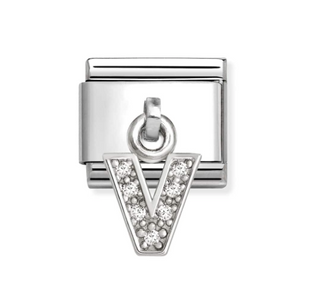 Nomination - Link CHARMS LETTERS cz and 925 sterling silver V