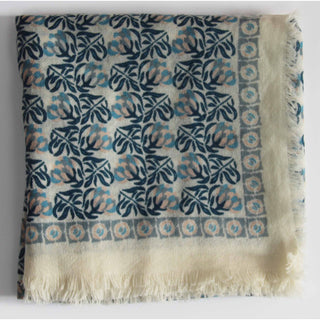 LES BELLES VAGABONDES - Carré Wool Poème - Bleu