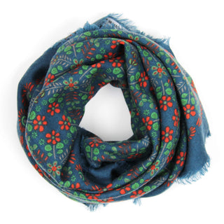 LES BELLES VAGABONDES - Carré Wool Agata - Bleu