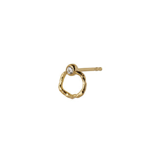 STINE A - Petit Wavy Circle Earring W/Stone Gold